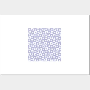 Floral Checker Board - pastel lilac purple Posters and Art